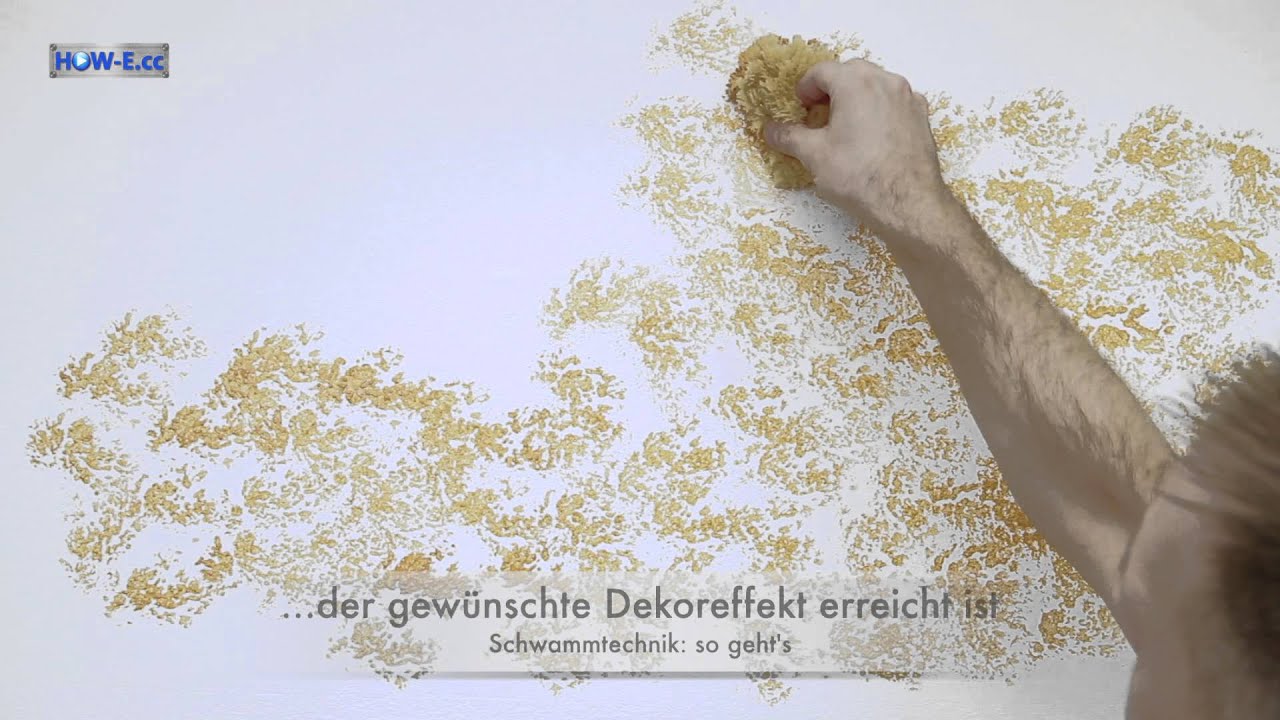 Effektmalen: schwammtechnik so geht's! youtube Wandfarbe blau streichen