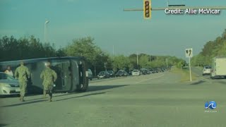 ‘Help out your fellow person’; Video captures people rushing to help after Amazon van flips on its s