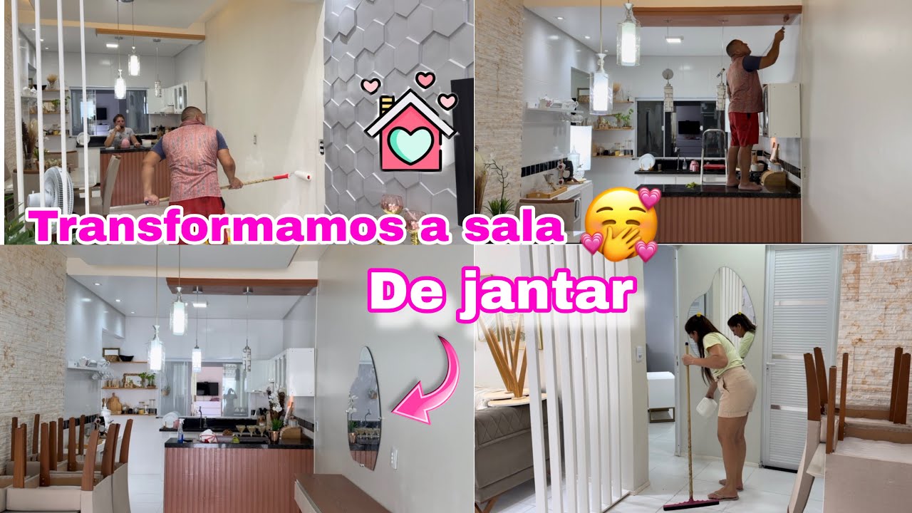 OLHA ESSE RESULTADO😱🤗TRANSFORMAMOS A SALA DE JANTAR😍FICOU INCRÍVEL🤩ESTOU MUITO APAIXONADA🥰🤌E FELIZ🥰😍