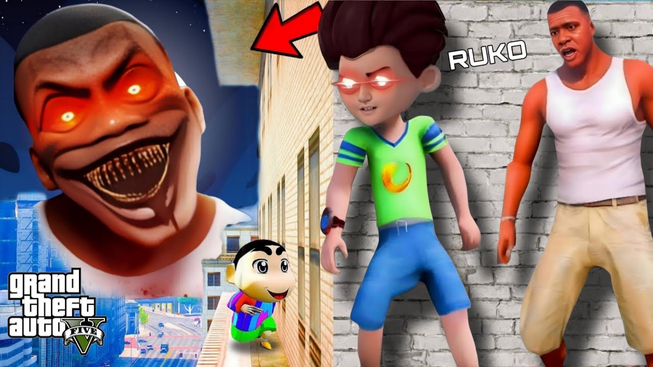 GTA5: FRANKLIN & KICKO & shinchan Play mega Round Jump Ramp Challenge