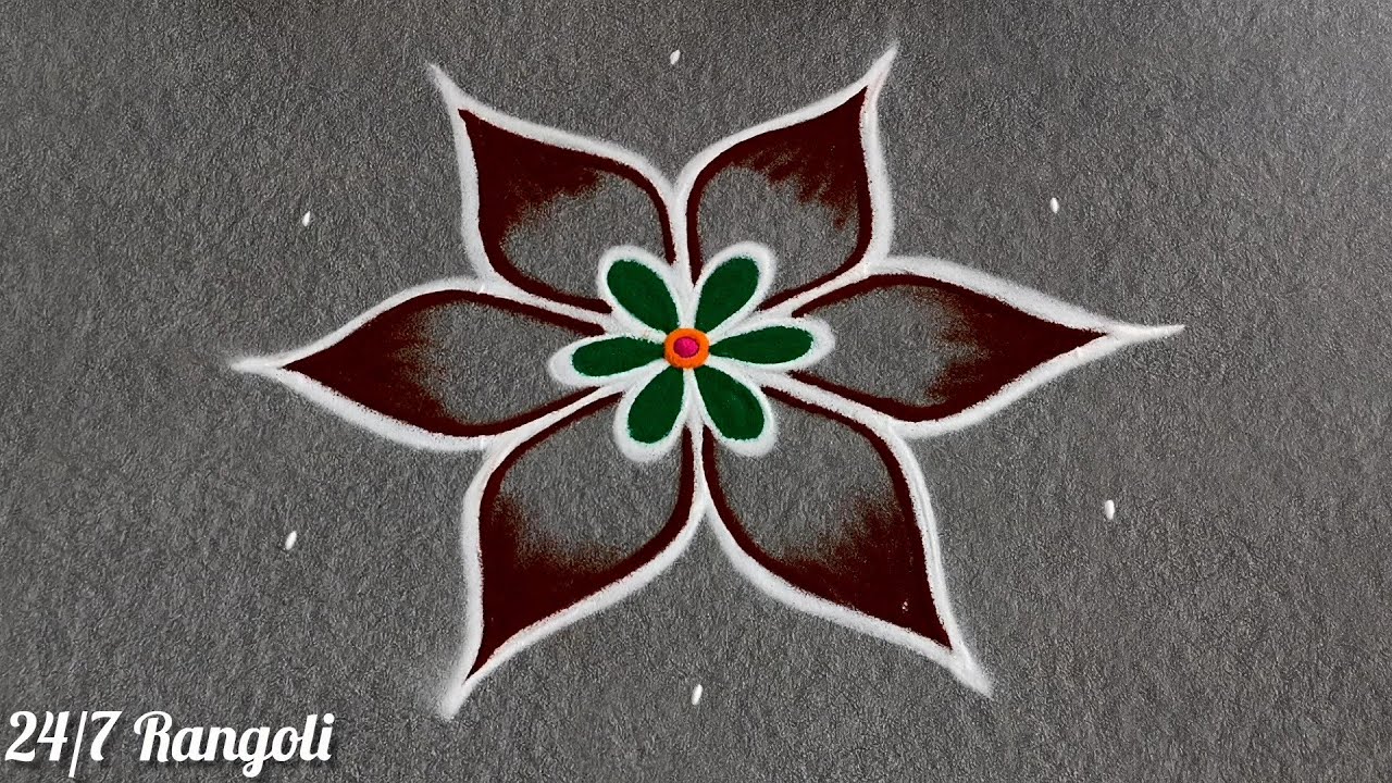 5 புள்ளி கோலம் 🍀 24/7 Rangoli 🌿 Flower Muggulu 🍀 ஆணி மாத கோலம் 🌺 Sand Art 🎨 Mind Relaxing Rangoli 🌺