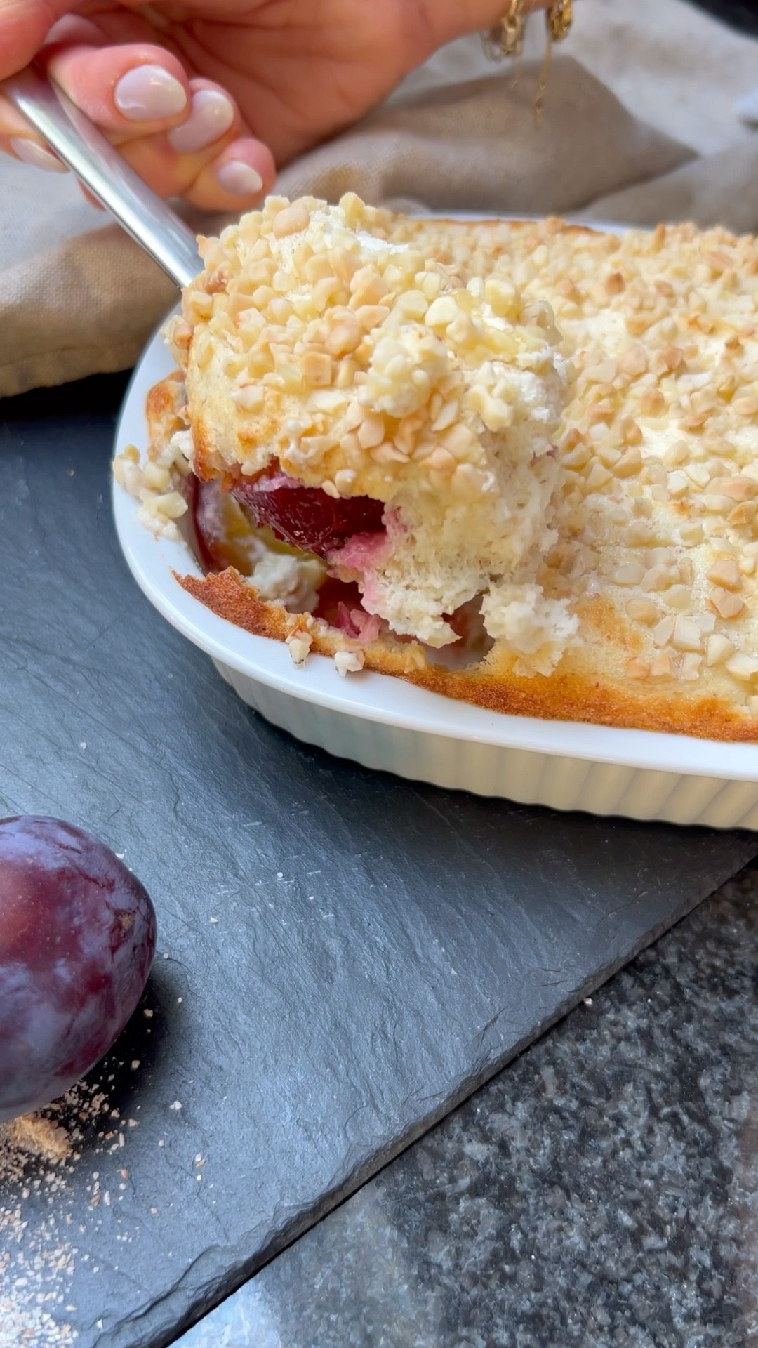 Zwetschgen Quark Grieß-Auflauf #frühstücksideen #proteinrezepte # ...