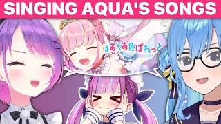 Singing Aqua's Songs Acapella (Towa, Aqua & Suisei / Hololive) [Eng Subs]