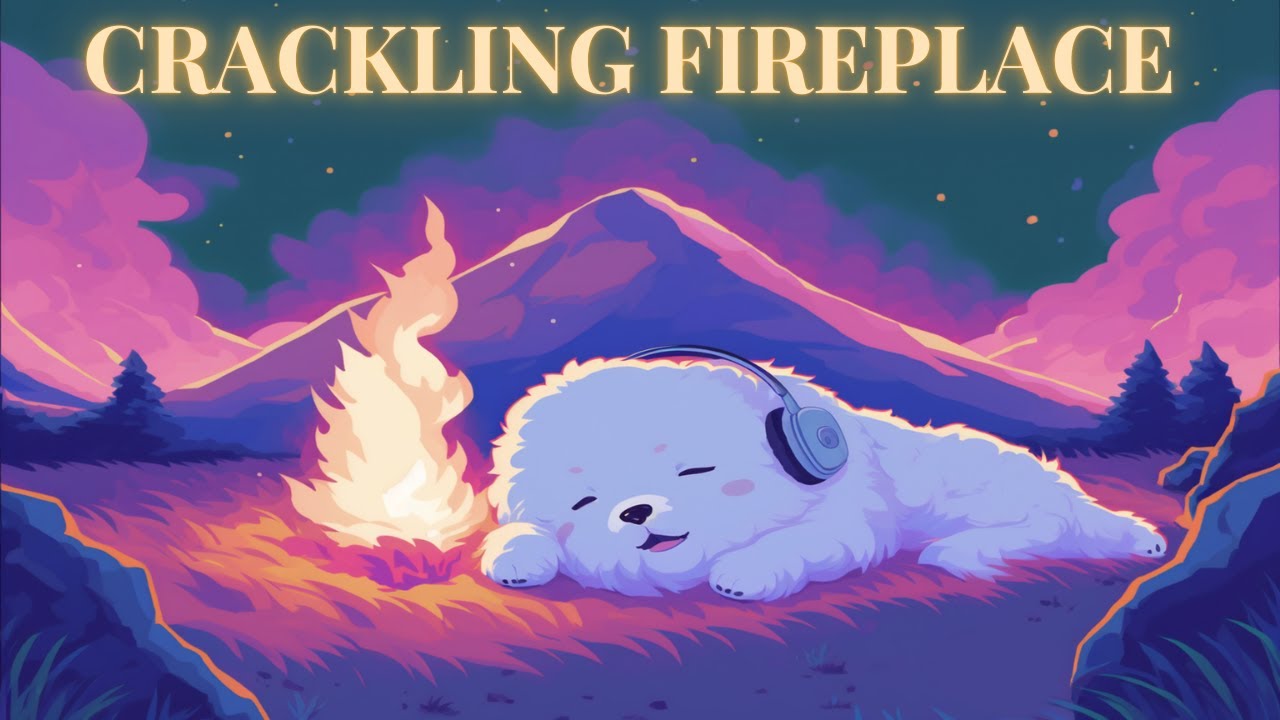 Lofi Bichon Crackling Fireplace Lofi Chill Sleep, Relax, Calming