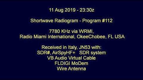 Shortwave Radiogram #112, 11 Aug 2019, 23:30z