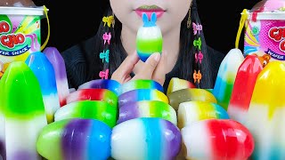 ASMR RAINBOW DESSERT *GALAXY JELLY EASTER EGGS, GALAXY JELLY CRYSTAL, GUMMY, CRISPY WAFER STICKS