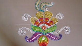 Beautiful free hand rangoli | Creative rangoli design | Poonam Borkar rangoli designs