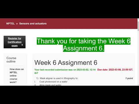 Sensors and actuators Week 6 Assignment 6 NPTEL2023 QUIZ Answer Assignment Solution Nptel Answer