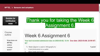 Sensors and actuators Week 6 Assignment 6 NPTEL2023 QUIZ Answer Assignment Solution Nptel Answer