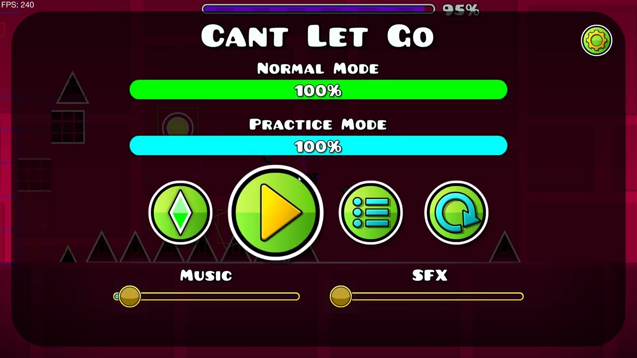 getting all three coins in cant let go and tried to get second coin in geometry dash