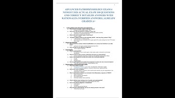 ADVANCED PATHOPHYSIOLOGY EXAM 4 NEWEST 2024 ACTUAL EXAM 100 QUESTIONS AND CORRECT DETAILED ANSWERS W
