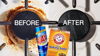 How To Clean White Stove Top Stains With Baking Soda And Bleach Powder