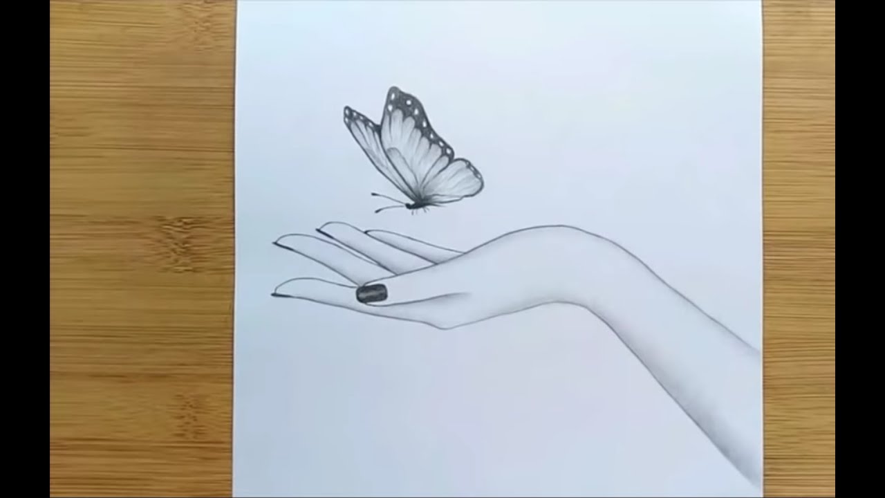 How to draw boutterfly in hand with pencil sketch step by step🧚‍♀️رسم ...