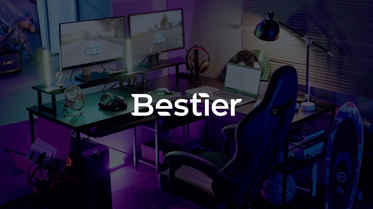 Bestier 95.2" Multifunctional L Shaped Gaming Desk - Upgraded Version