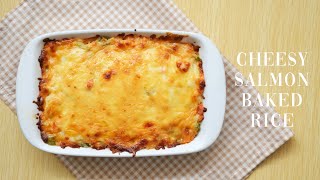 Cheesy Salmon Baked Rice #bakedrice #shorts #homecafe