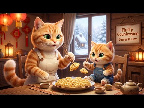 Ginger & Tiny Make Jiaozi for a Cozy Chinese Festival 🥟🏮 | Cozy Cat ASMR