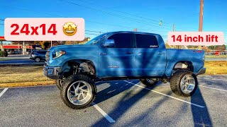 2018 Toyota Tundra axle dump EXHAUST | 14 inch lift | Lifted trucks | Squatted Trucks | 24x14 | 38s