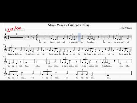 Star Wars - Guerre stellari -  Flauto dolce  - Karaoke - Spartito - Note - Instrumental - Musica