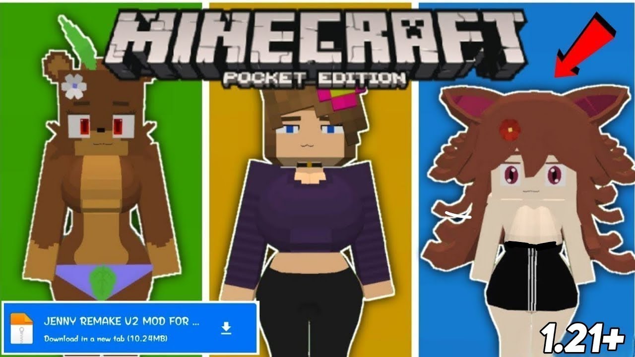 COMO INSTALAR O MOD JENNY REMAKE V2 no Minecraft PE 1.21+ (PASSO A ...