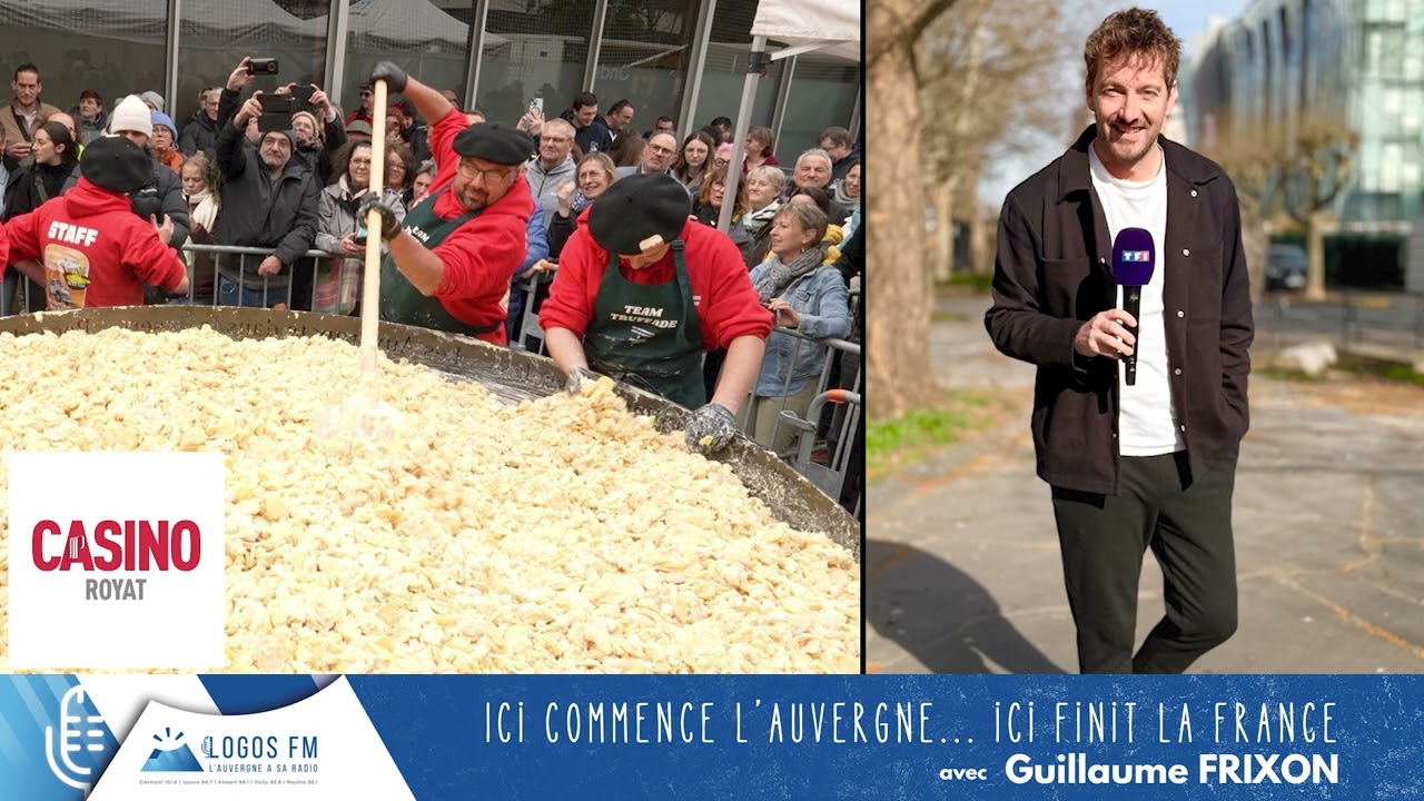 L'Auvergne championne du monde de truffade, ça personne n'en a jamais douté alors quoi de plus logique que de détenir également un record : celle de la plus grosse truffade jamais cuisinée.
C'est le défi un peu fou d'une bande de copains dans le massif du Sancy qui a tenté de voir les choses en très grand 
Alors en gourmand convaincu, Guillaume était présent avec son micro à leurs côtés 

Guillaume vous donne rendez-vous chaque matin sur Logos FM à 6h50/7h50/8h50.
Ici on parle de vous.. et ça vaut le détour