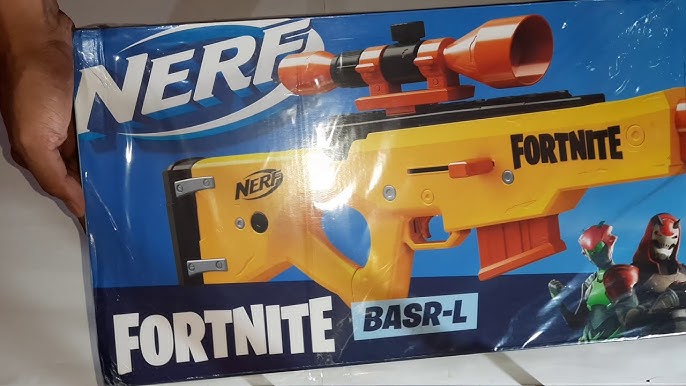 NERF Fortnite BASR-R Bolt Action Blaster - Includes 3 Bush Targets,  Removable Scope, Removable 6-Dart Clip, 6 Official Elite Darts (  Exclusive)