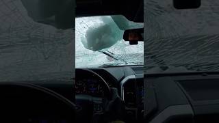 Highway Accident Caught On Camera Giant Ice Boulder Smashes Car Windshield