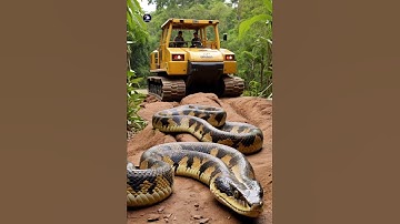 Shocking Excavator-Python Encounter!#giantpython #naturesurprise #wildconstruction #python