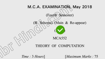 May 2018 Dcrust MCA 4th Sem Theory of Computation Question Paper