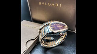 ⁣Pre-owned 2017 Bulgari Bvlgari Serpenti Tubogas Diamond Bezel 102681 SP35C14SPGD.1T Watch