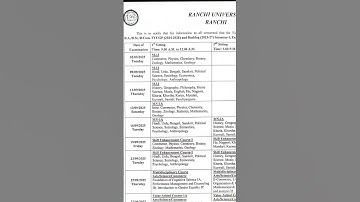 sem 1 exam routine #ranchiuniversity #exam #nep #cbcs2025