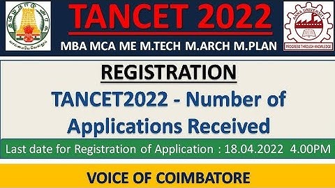 TANCET 2022| MBA MCA ME MTECH MARCH MPLAN NUMBER OF APPLICATIONS RECEIVED| VOICE OF COIMBATORE