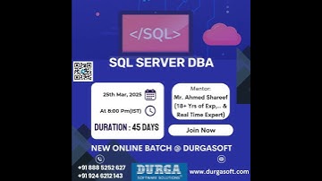 🚀 SQL Server DBA Online Training | New Batch | Learn from Industry Expert | Durgasoft | March 2025