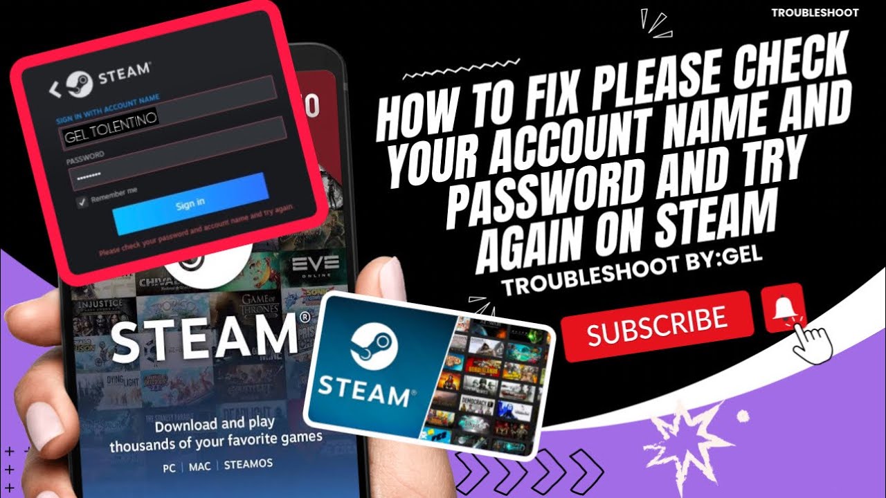 Steam: Please Check Your Account Name And Password And Try Again (EASY FIX)  