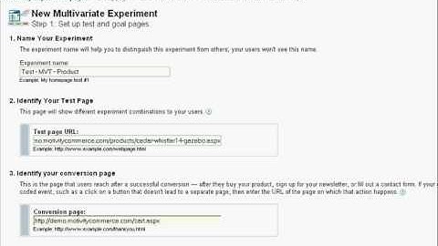 Google Website Optimizer - Motivity Integration - Multivariate Test Product Page Tutorial