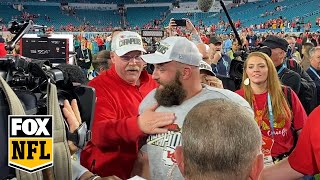 Anthony Sherman hugs Andy Reid after Chiefs' Super Bowl win: ‘He means everything to me’ | FOX NFL