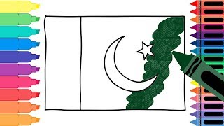 How to Draw Pakistan Flag - Drawing the Pakistani Flag - Coloring Pages for kids | Tanimated Toys