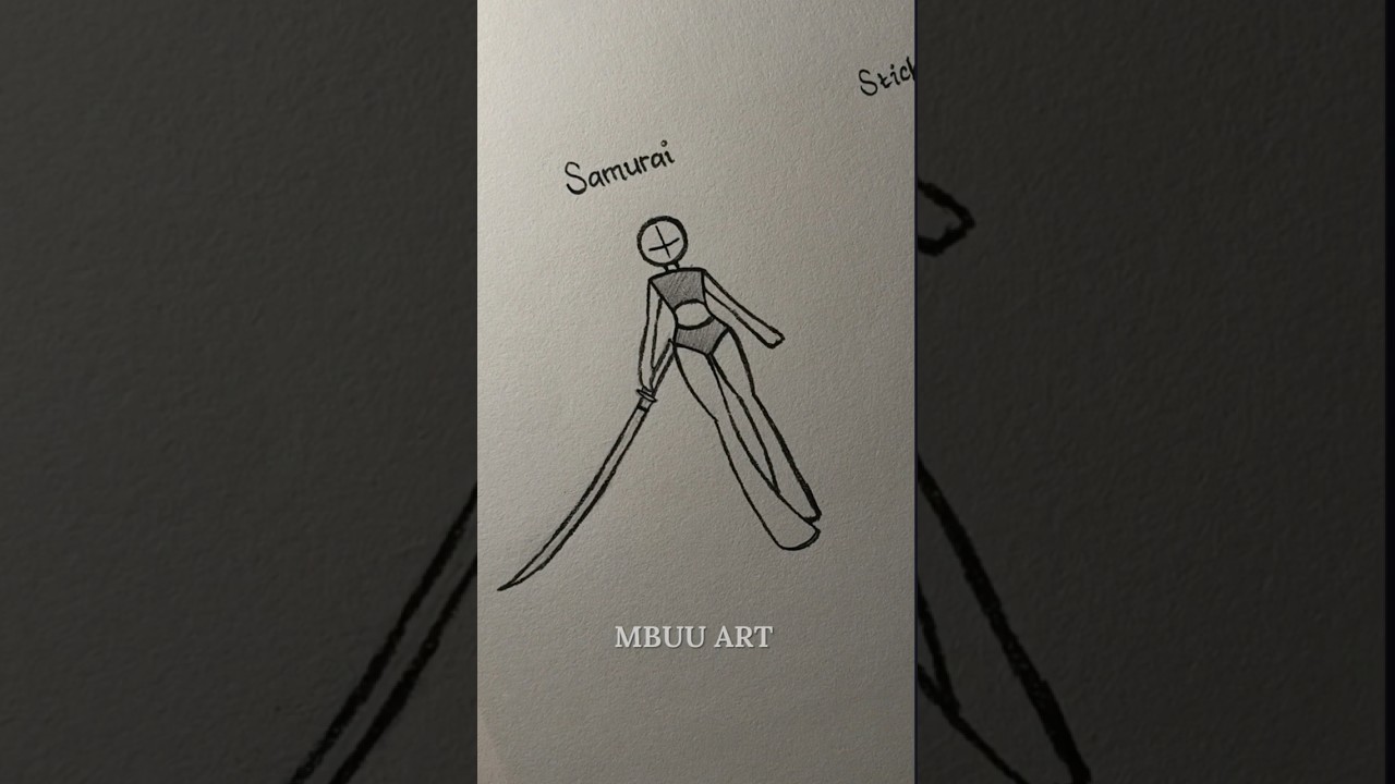 How to draw simple body with (samurai,stick,hammer) Tutorial✏️ 