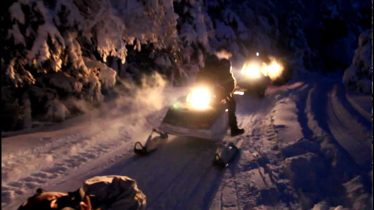 Snowmachine Night Ride on Resurrection Trail, Alaska - YouTube
