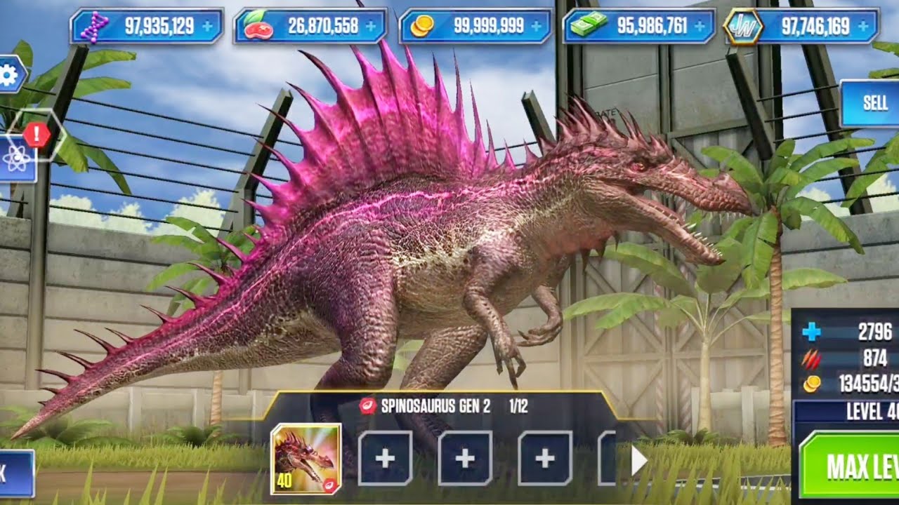Spinosaurus Gen Level Jurassic World The Game Youtube