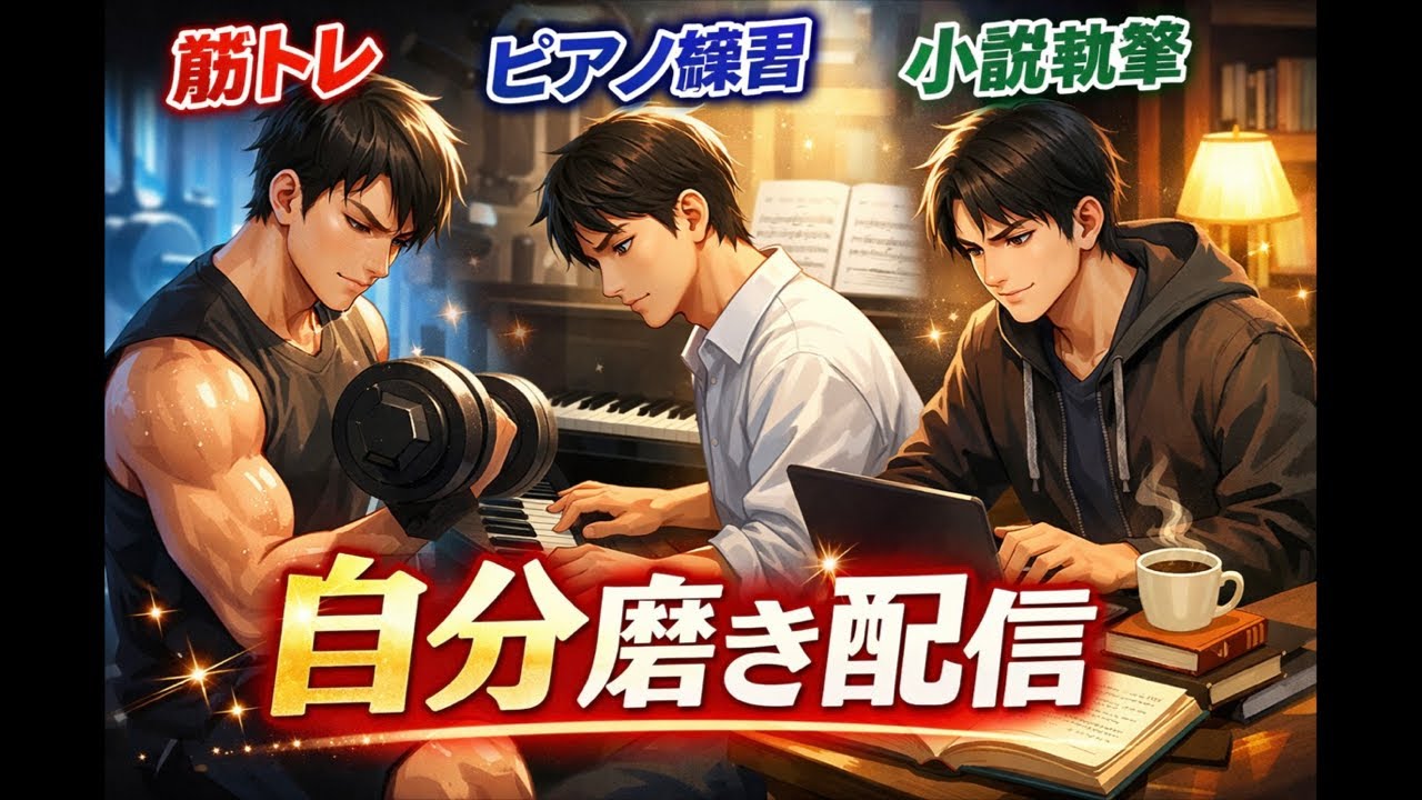 筋トレとピアノ練習配信