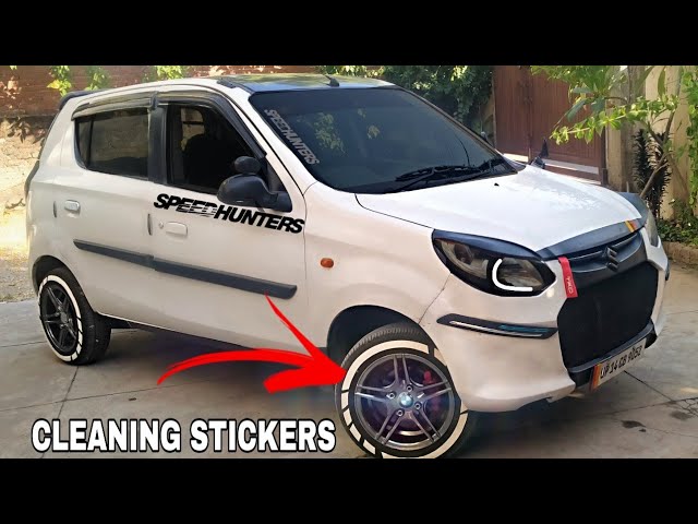 CLEANING MY MODIFIED ALTO 800 TYRE STICKERS AT HOME SIMPLE AND VERY EASY METHOD DIY TRICK