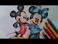  mickey mouse  minnie mouse colour pencil sketch  short of mickey minnie mouse