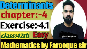 Determinants|exercise- 4.1 class12th|class-12th Determinants