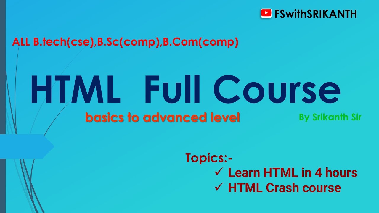 Learn HTML in 4 hours | HTML Crash course |HTML Full Course | Complete ...