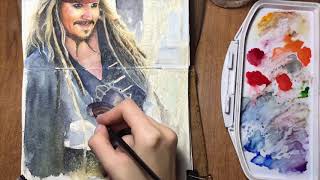 Капитан Джек Воробей Акварелью / Jack Sparrow watercolor portrait