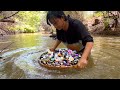 Gift From God!! Finding Precious Gems Was Hidden Under River, How To Find Gems By Use Basket.