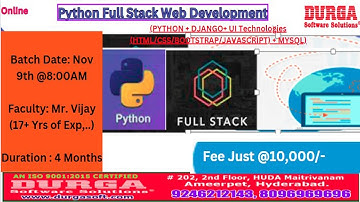 PYTHON FULL STACK Web Development Online Training @ DURGASOFT