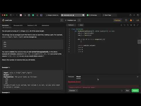Delete Columns to Make Sorted - LeetCode 944