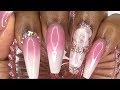 Acrylic Nails Tutorial - How To Encapsuated Nails with Nail Tips - Rose Pink Ombre  Acrylic Nails