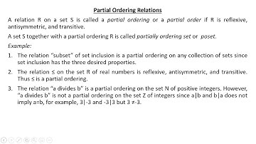 11 equivalence relations, partial ordering relations